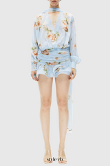 Bhakti Floral Chiffon Ruffle Mini Dress