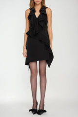 phoenix Ruffled Backless mini Dress in black
