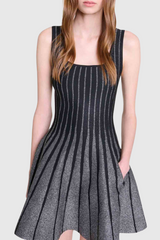 Bolboli Glitter Jacquard Knit Flared Mini Dress