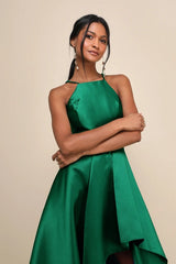 Broadway Show Emerald Green High-Low Gown