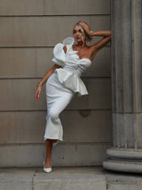 Luysa One Shoulder Asymmetry Midi Set