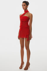 Cabau Chiffon Wrap Around Top - Red