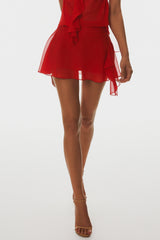 Cabau Chiffon Wrap Around Top - Red