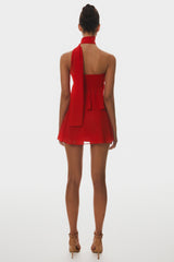 Cabau Chiffon Wrap Around Top - Red