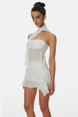 Cabau Chiffon Wrap Around Top - White