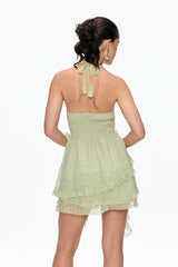 alyssa Flower Fringe Mini Dress in green