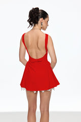 lorraine Sleeveless Mini Dress In Red