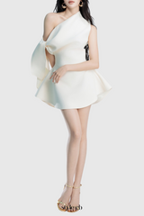 Calwa Asymmetric One Shoulder Flare Mini Dress