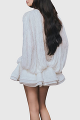 Chaylee Semi-sheer Lace Ruffle Mini Dress