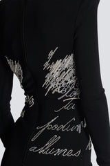 Choca Letter Embroidery Mini Dress