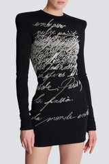 Choca Letter Embroidery Mini Dress