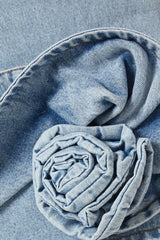 Christell Floral Appliqué Halter Denim Mini Dress