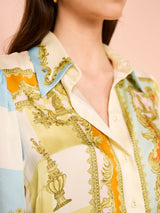 victoria long sleeve Silk Mini Dress in Multi