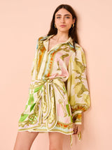 victoria long sleeve Silk Mini Dress in Multi