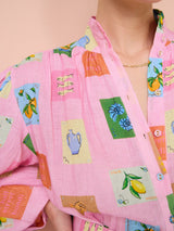 polly Emblem long sleeve maxi Dress in Pink