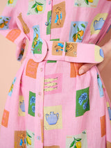 polly Emblem long sleeve maxi Dress in Pink