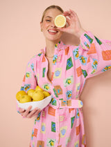 polly Emblem long sleeve maxi Dress in Pink