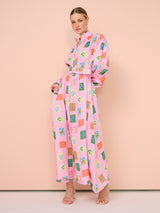polly Emblem long sleeve maxi Dress in Pink