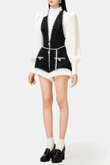 vicky Halter Tweed Shirt Romper