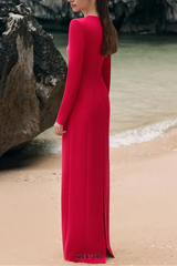 hilary red padded shoulder crystal embellished straight maxi dress