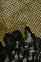 Cosms Crystal Embellished Lace Mini Skirt