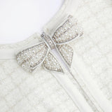 Cream Boucle Bow Mini Dress