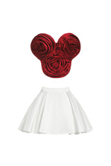 Neela 3d Flower Strapless Waist Mini Dress