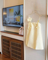 tracy floral jacquard mini dress in yellow