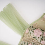 octavia Tulle Panel Floral Midi Dress in green