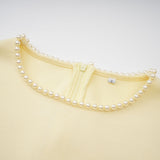 murray Yellow Pearl Trim Shawl Detail Maxi Dress