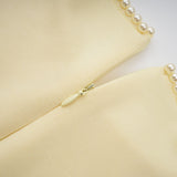 murray Yellow Pearl Trim Shawl Detail Maxi Dress