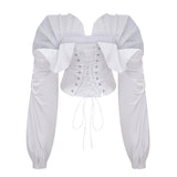 tiffany White off-shoulder Ruched Blouse & Skirt Set
