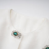 Bérénice White Crystal Embellished Peplum Jacket