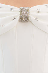 Off Shoulder Crystal Embellished Midi Dress