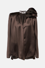 Daiki Satin Belted Straight Pants