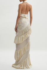 Dejana Halter Shirred Maxi Dress