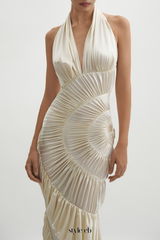 Dejana Halter Shirred Maxi Dress