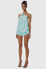 Dellesa Floral One Shoulder Top - Blue