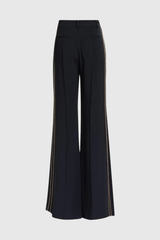 sandy Trim Embellished Blazer & Pants Set - black