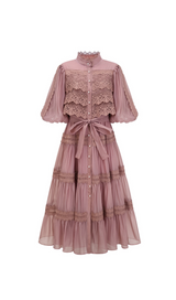 Inès lace cut-out tiered midi dress