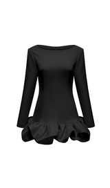 Elodie bubble-skirt mini dress in Black