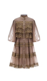 Inès lace cut-out layered mini dress