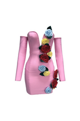 Eigra 3d Flower Tube Top Mini Dress