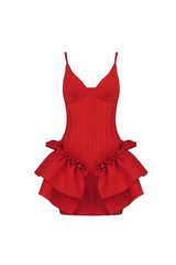 marcia Sleeveless Sequins Flower Bandage Mini Dress in red