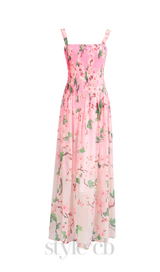 xaviera pleated silk chiffon gown in pink