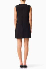 mandy 3d flower embellished Mini Dress in Black