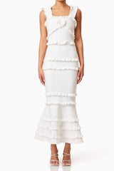 josephine Frill Maxi Dress in White