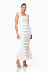 josephine Frill Maxi Dress in White