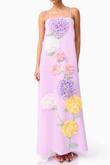 kristin Buttercup Embroidered Maxi Dress in Purple