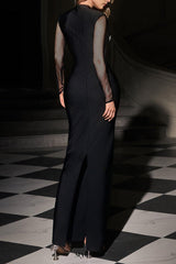 kristin Cutout Crystal Bandage Maxi Dress in black